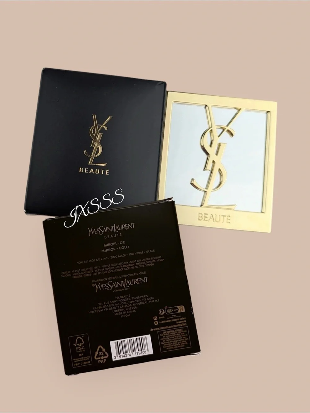 Gold YSL (Yves Saint Laurent) Beauty (Fold-Over) Cosmetic-Makeup Compact Mirror